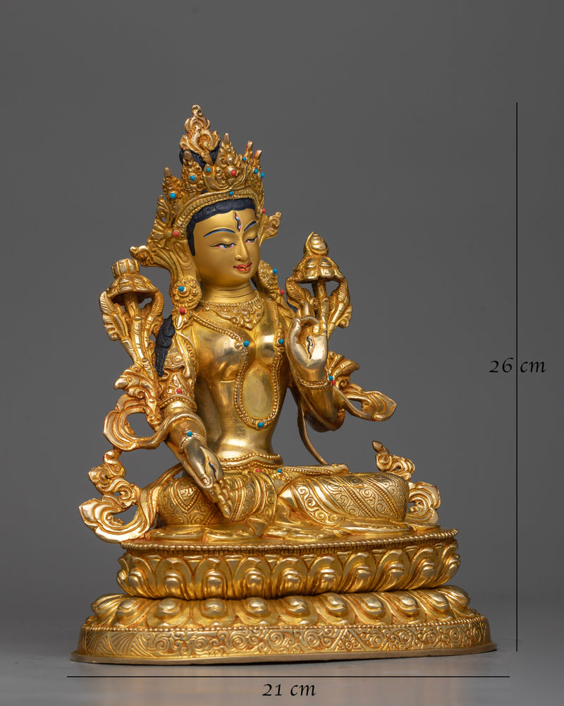 10 Inch White Tara Statue | Buddhist Deity of Long Life, Health, Healing