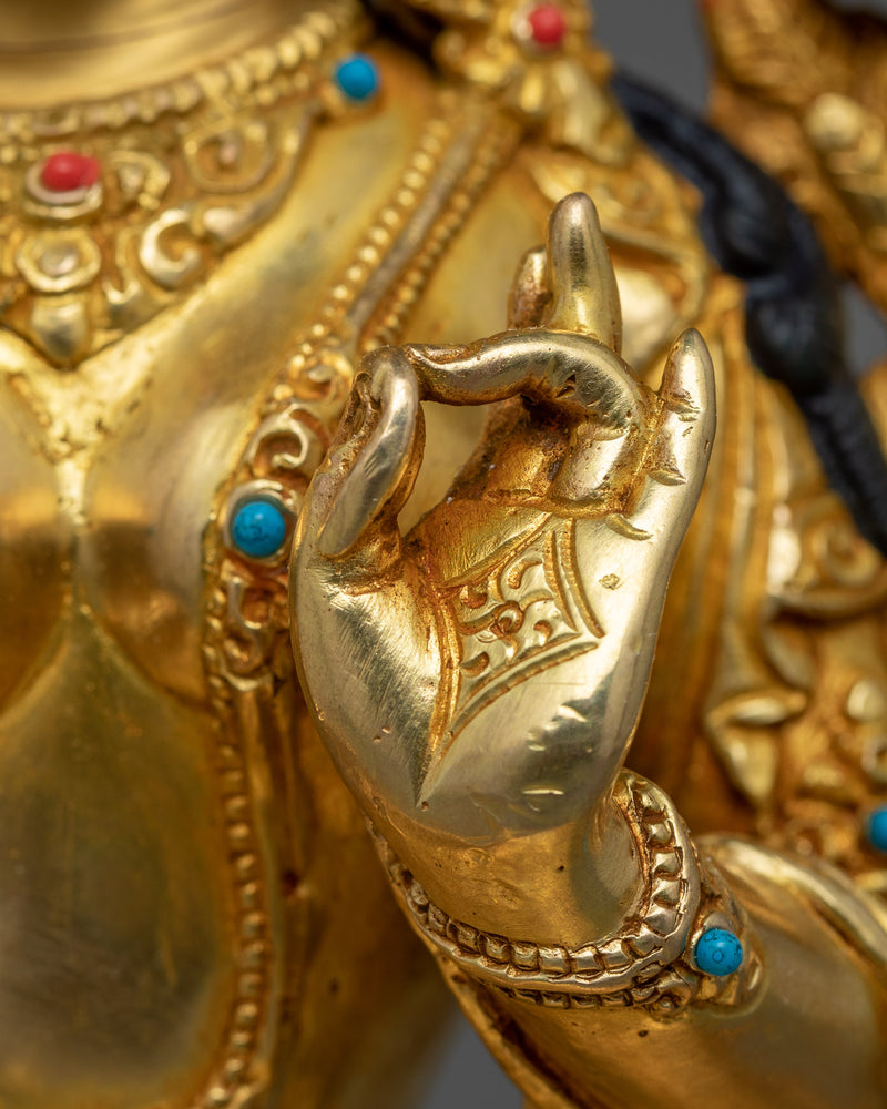 Green Tara Idol in 24K Gold | The Essence of Active Compassion