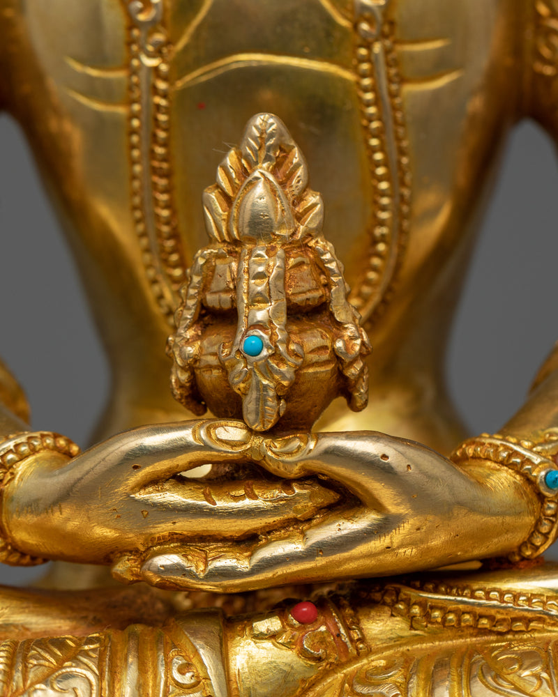 Amitayus Longevity Deity Statue in 24K Gold | Elixir of Life