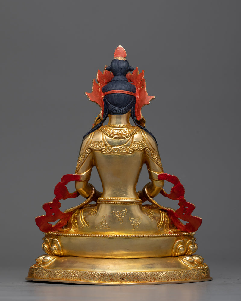 Amitayus Longevity Deity Statue in 24K Gold | Elixir of Life