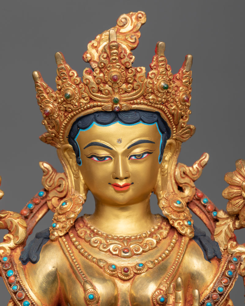 green-tara-beautiful-statue with nature touch