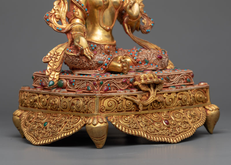 Green Tara Beautiful Statue with Verdant Halo | Nature's Embrace with Mother Tara