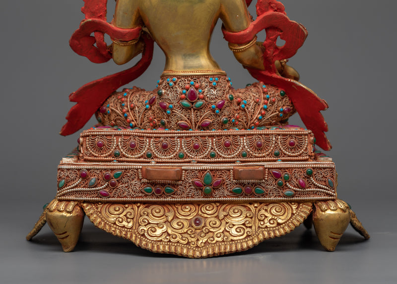 Green Tara Beautiful Statue with Verdant Halo | Nature's Embrace with Mother Tara