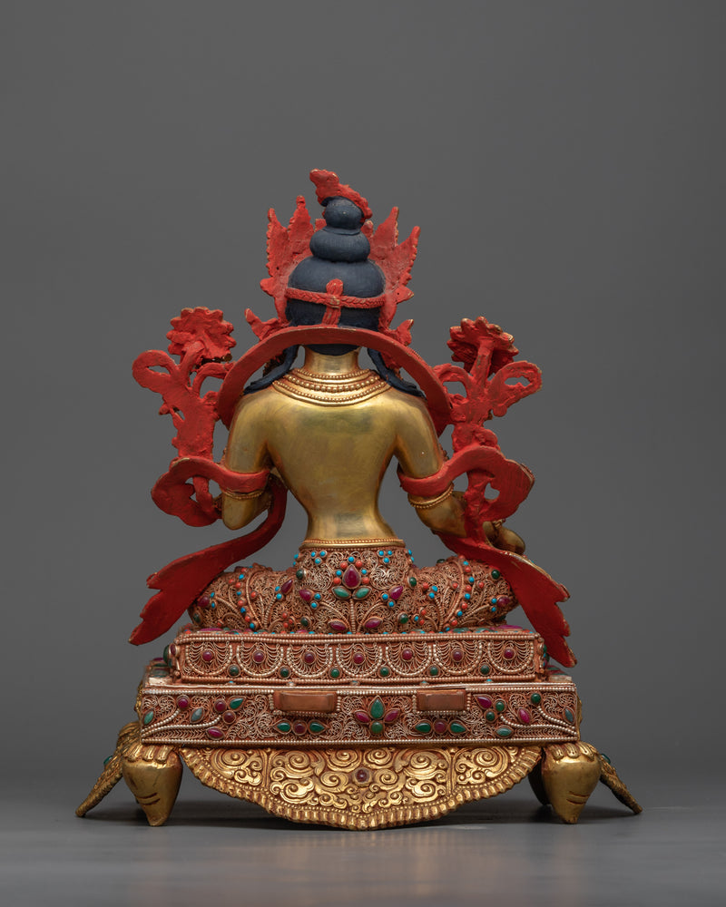 Green Tara Beautiful Statue with Verdant Halo | Nature's Embrace with Mother Tara