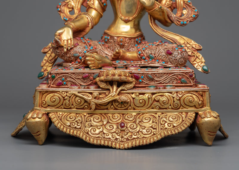 Green Tara Beautiful Statue with Verdant Halo | Nature's Embrace with Mother Tara