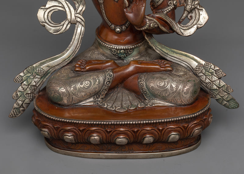 Manjushri Seated on Grand Throne Statue | Himalayan Buddhist Artwork