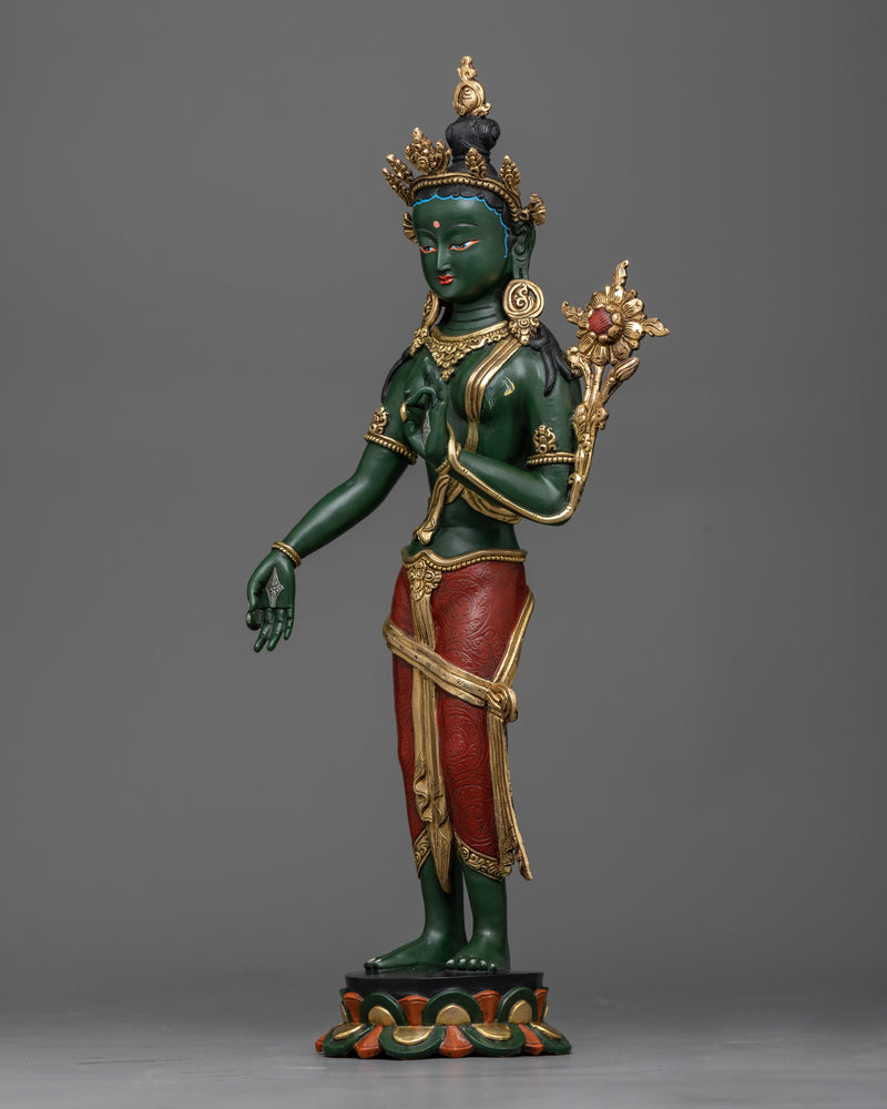 standing-green-tara-sculpture-painted-with-green