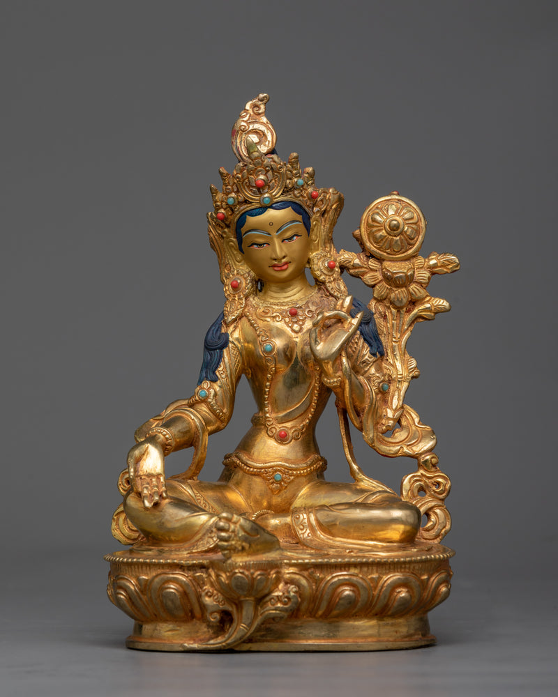 Twenty-One Tara Sculpture Set in Golden Radiance | The Sacred Assembly
