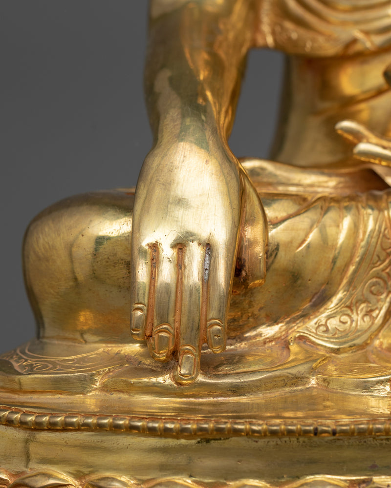 Shakyamuni Buddha Sculpture in 24K Gold Radiance | Eternal Wisdom