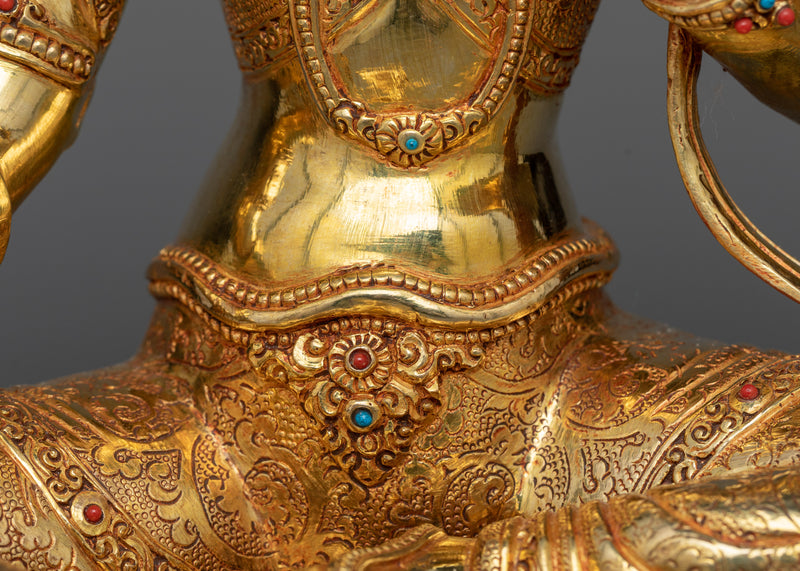 The Deity Green Tara Statue in 24K Gold | Essence of Compassion