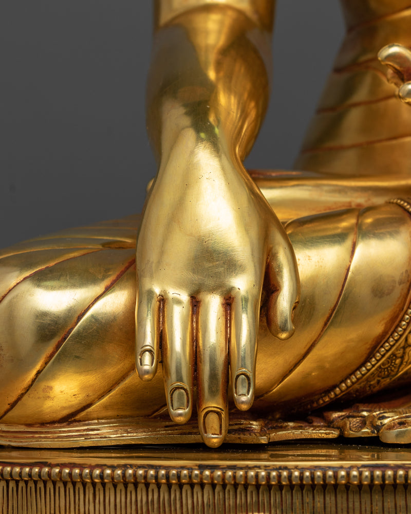 Triple Gold Coated Shakyamuni Buddha Statue | Himalayan Buddhist Sculpture