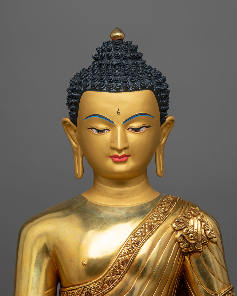 triple gold coated buddha shakyamuni statue