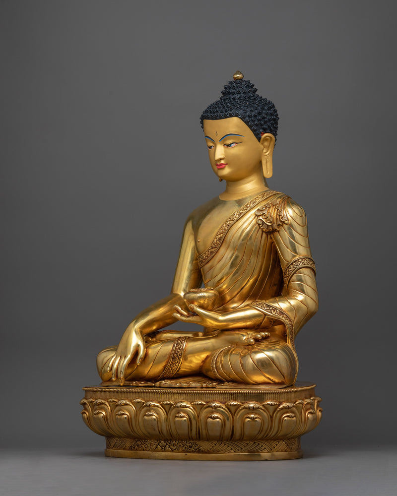 triple gold coated buddha shakyamuni statue