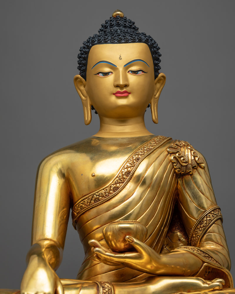 Triple Gold Coated Shakyamuni Buddha Statue | Himalayan Buddhist Sculpture
