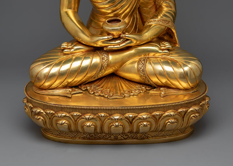 Amitabha Buddha Copper Sculpture | 24k Gold Coated Buddhist Statue