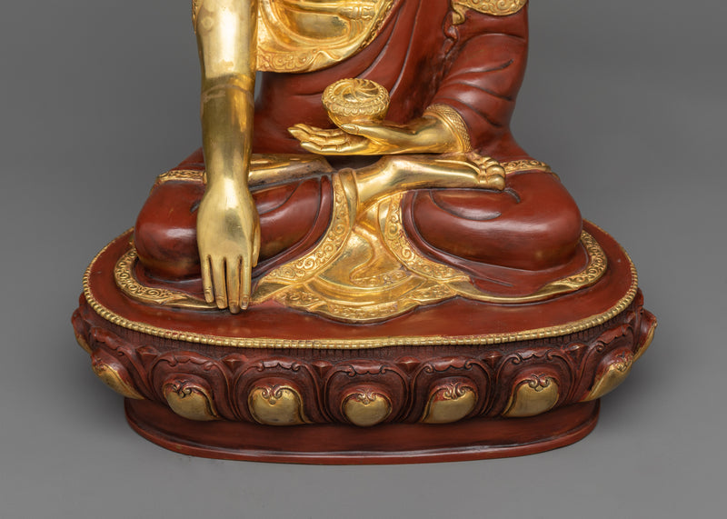 Sculpture of the Historical Buddha | Timeless Wisdom in Gold and Oxidized Copper
