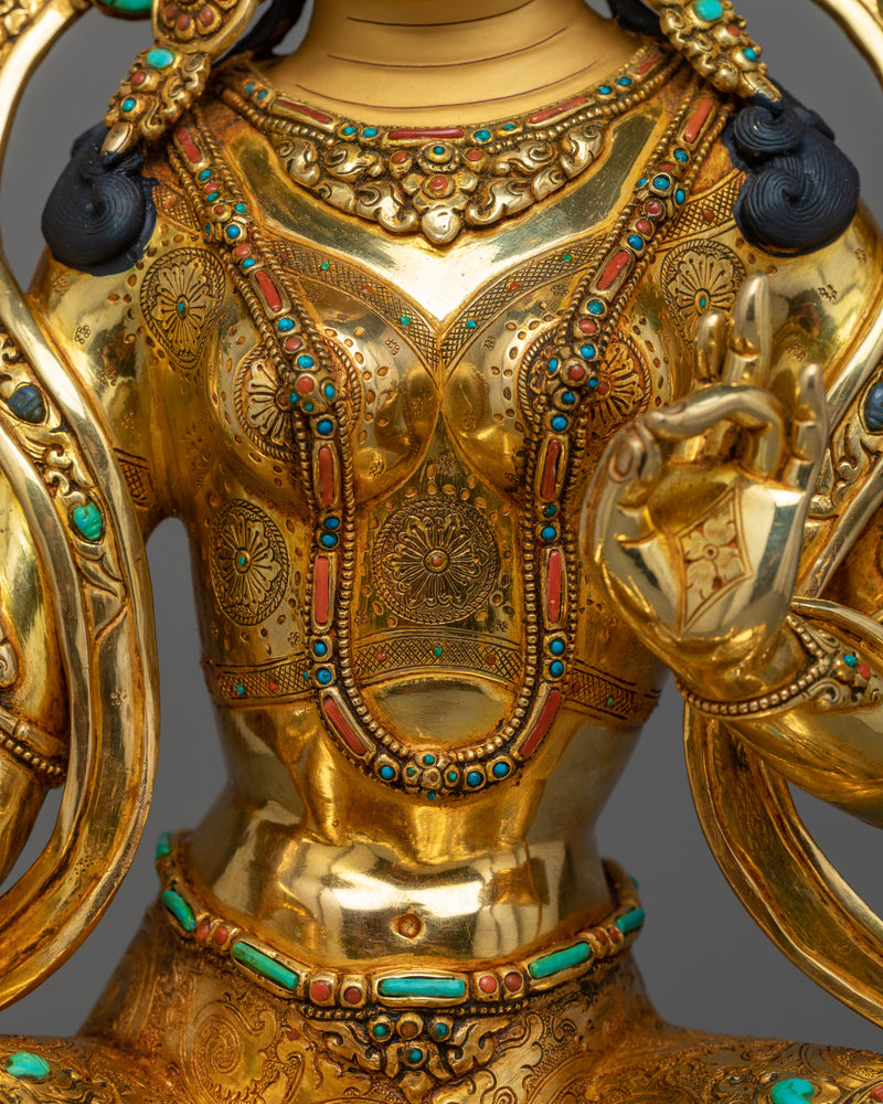 The Auspicious Green Tara in Gold | Embodiment of Compassionate Action
