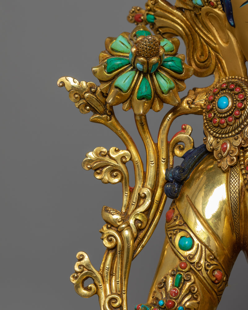 Shyama Tara Idol Adorned in 24K Gold | Nepalese Traditional Craftsmanship