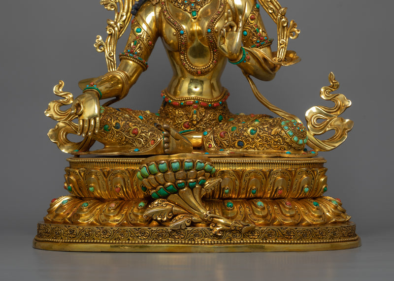 Shyama Tara Idol Adorned in 24K Gold | Nepalese Traditional Craftsmanship