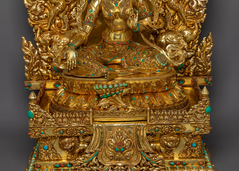 Shyama Tara on Shrine and Majestic Crown | Adorned in 24K Gold and Spirituality