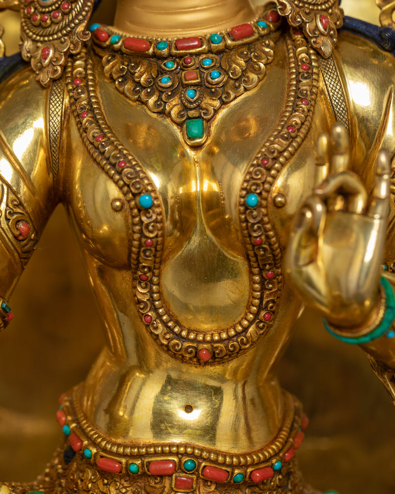 Shyama Tara on Shrine and Majestic Crown | Adorned in 24K Gold and Spirituality