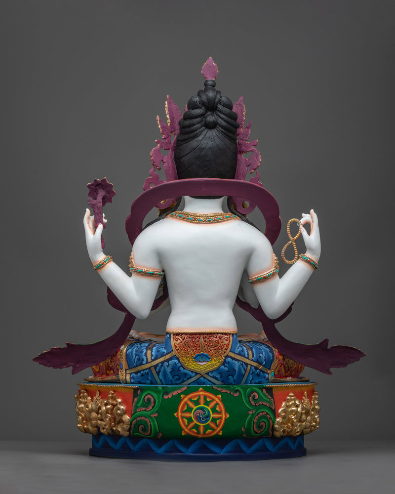 Majestic Copper Chenrezig Sculpture | Embodiment of Compassion