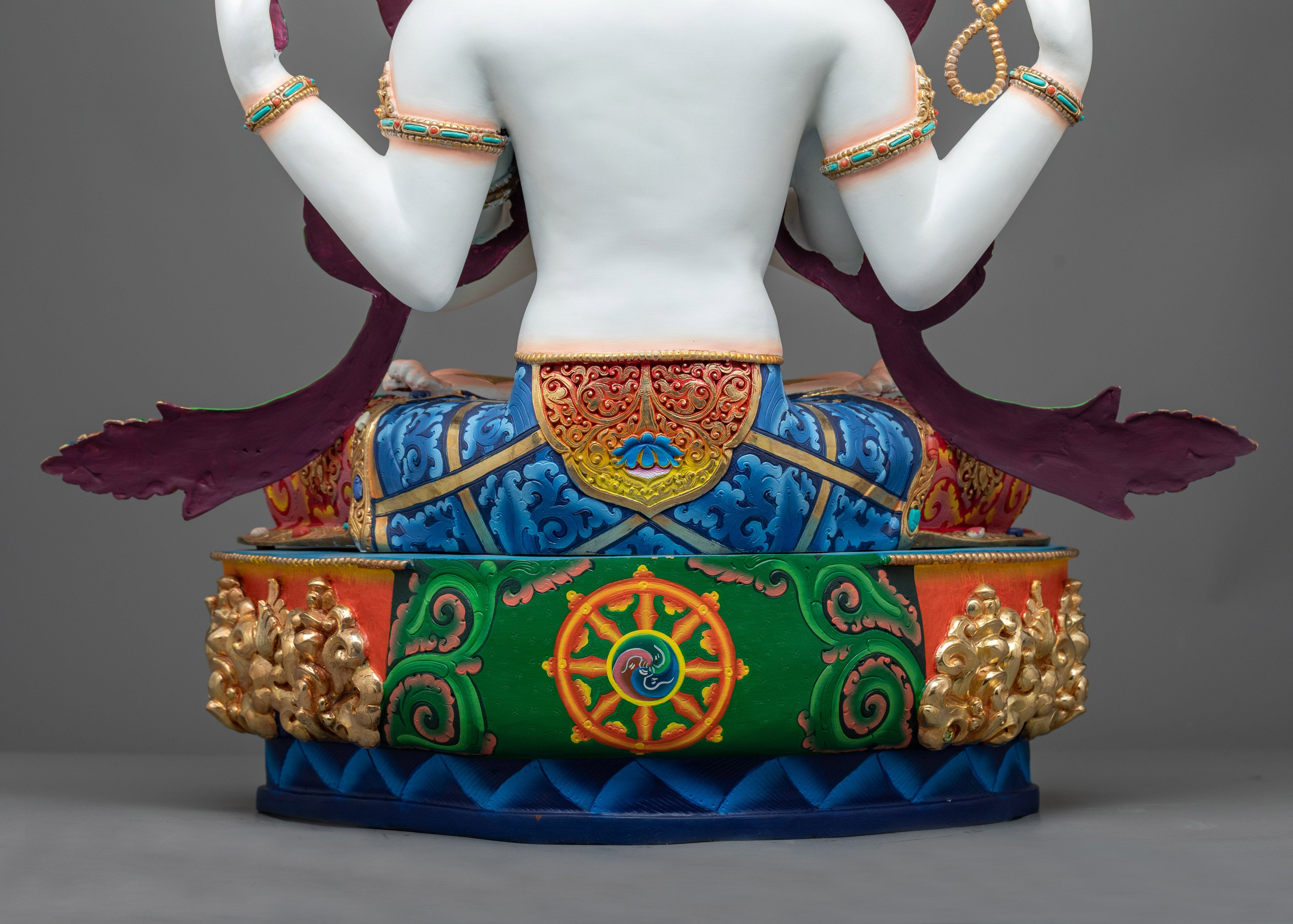 Majestic Copper Chenrezig Sculpture | Embodiment of Compassion