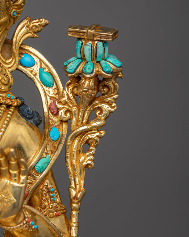 Copper Manjushri Sculpture | Wisdom's Flame: Majestic