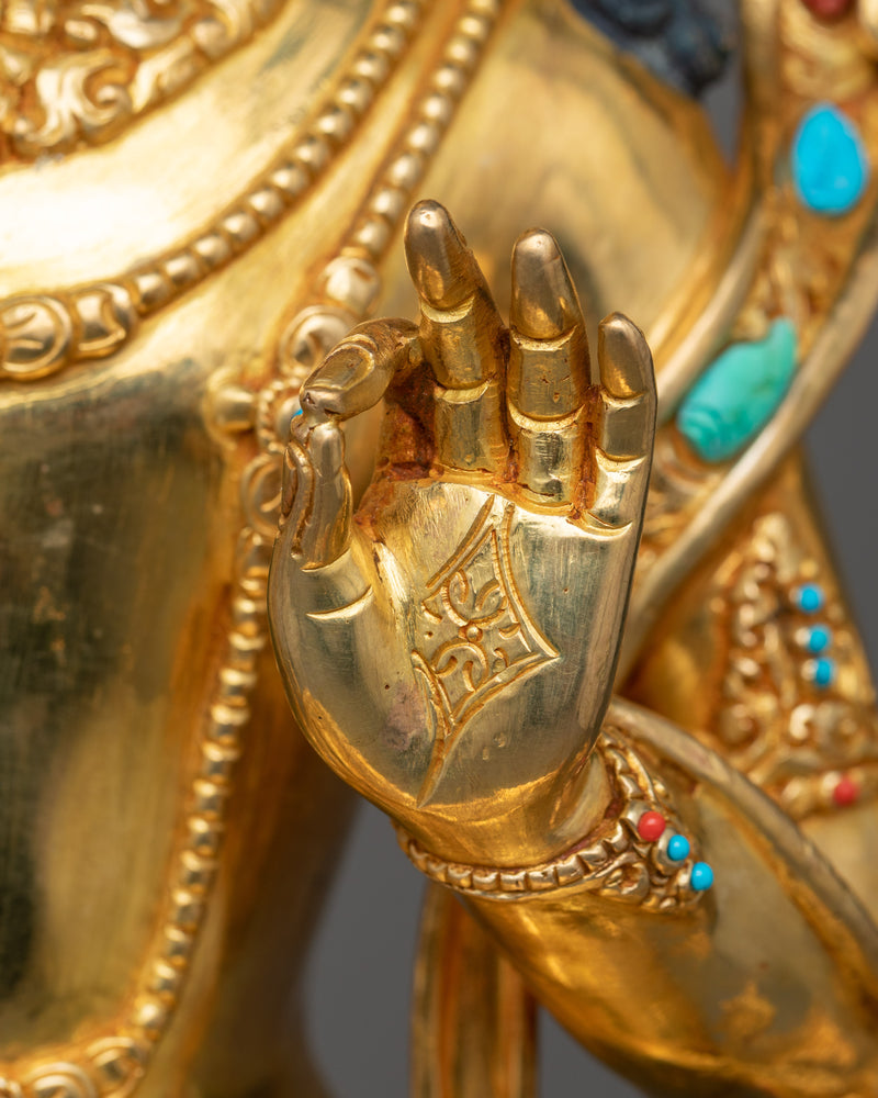 Copper Manjushri Sculpture | Wisdom's Flame: Majestic