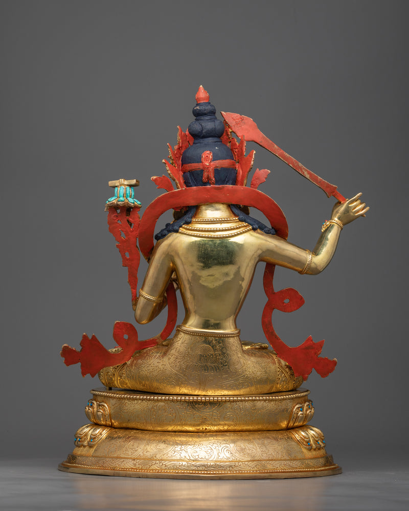 Copper Manjushri Sculpture | Wisdom's Flame: Majestic