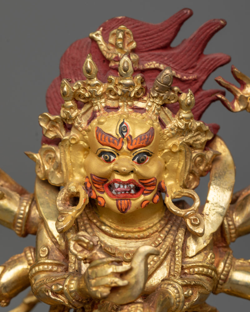 copper six-armed-mahakala-statue
