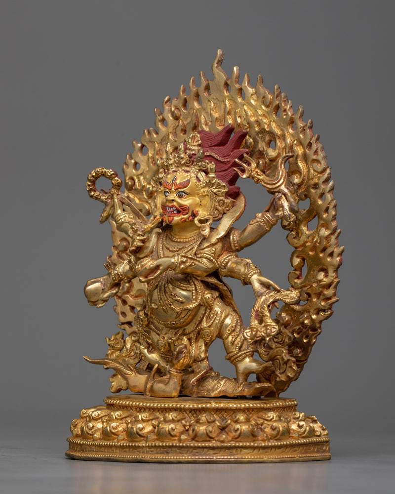copper six-armed-mahakala-statue