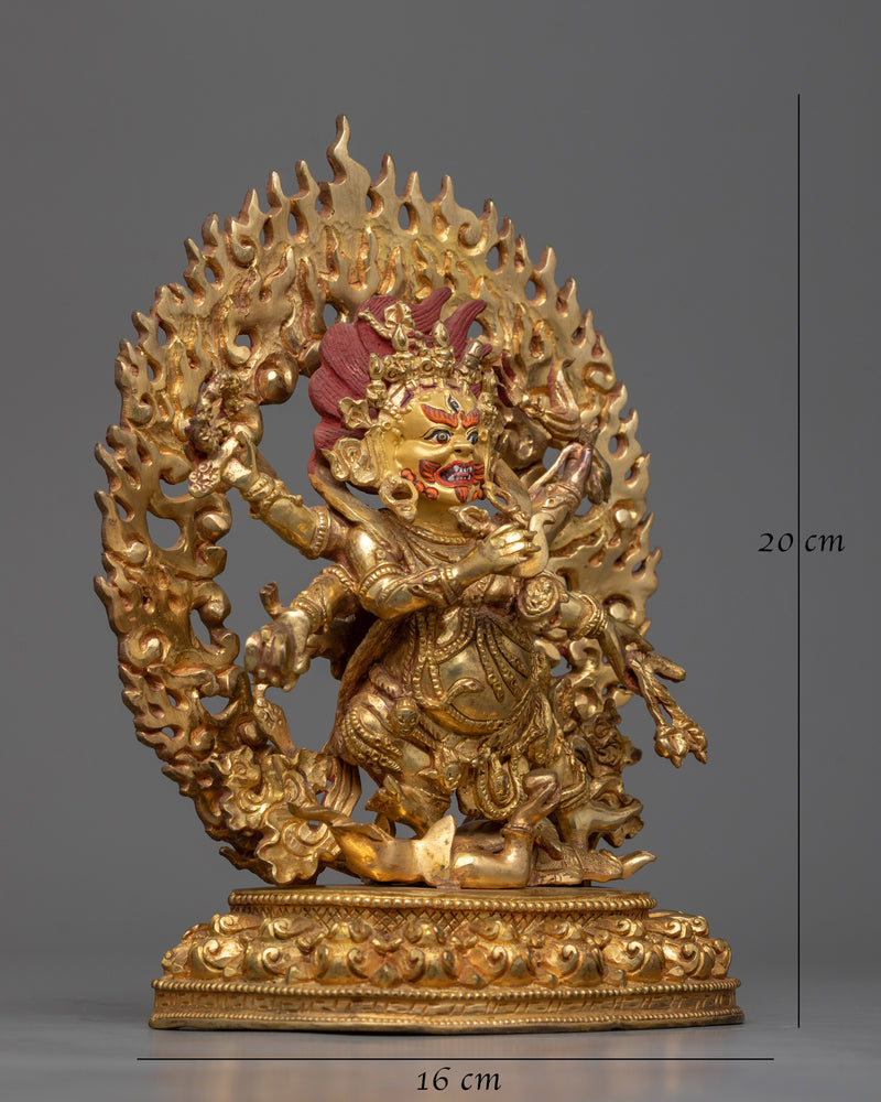 copper six-armed-mahakala-statue