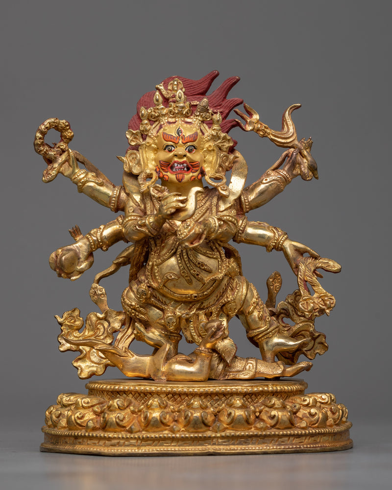 copper six-armed-mahakala-statue