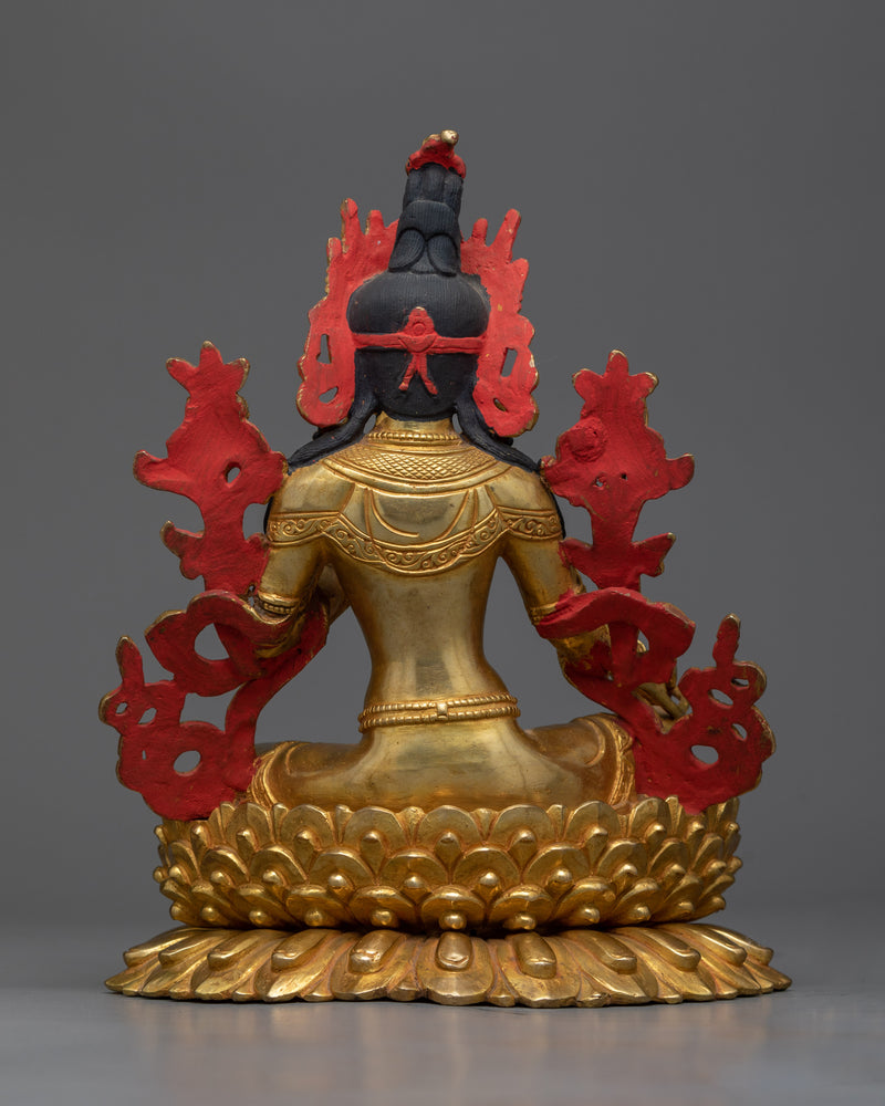 Copper Green Tara Statuette | Traditional Himalayan Artwork