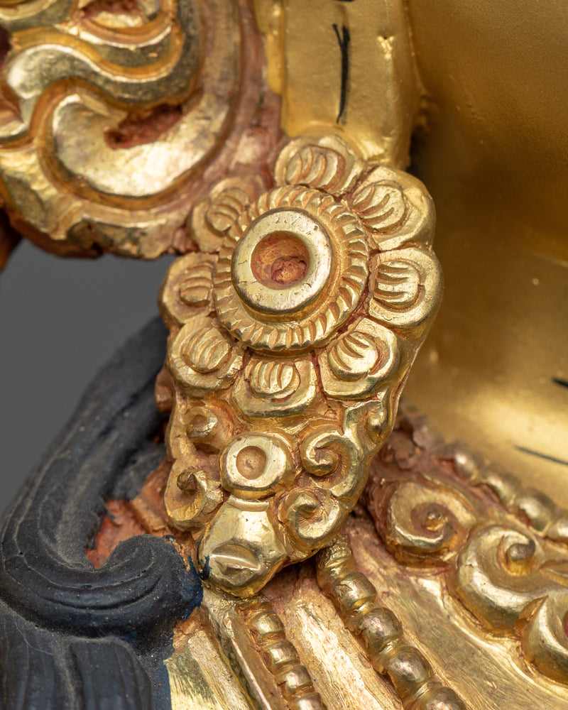 Copper Amitayus Sculpture in Gold | Nepalese Traditional Artwork