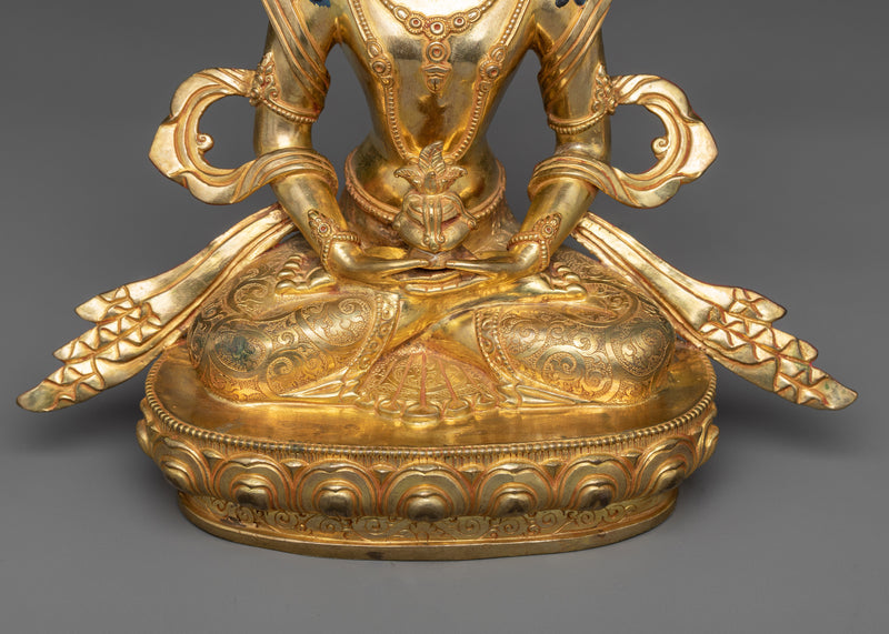 Copper Amitayus Sculpture in Gold | Nepalese Traditional Artwork