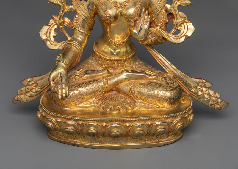 Copper Statue of White Tara | Himalayan Divine Sculptures