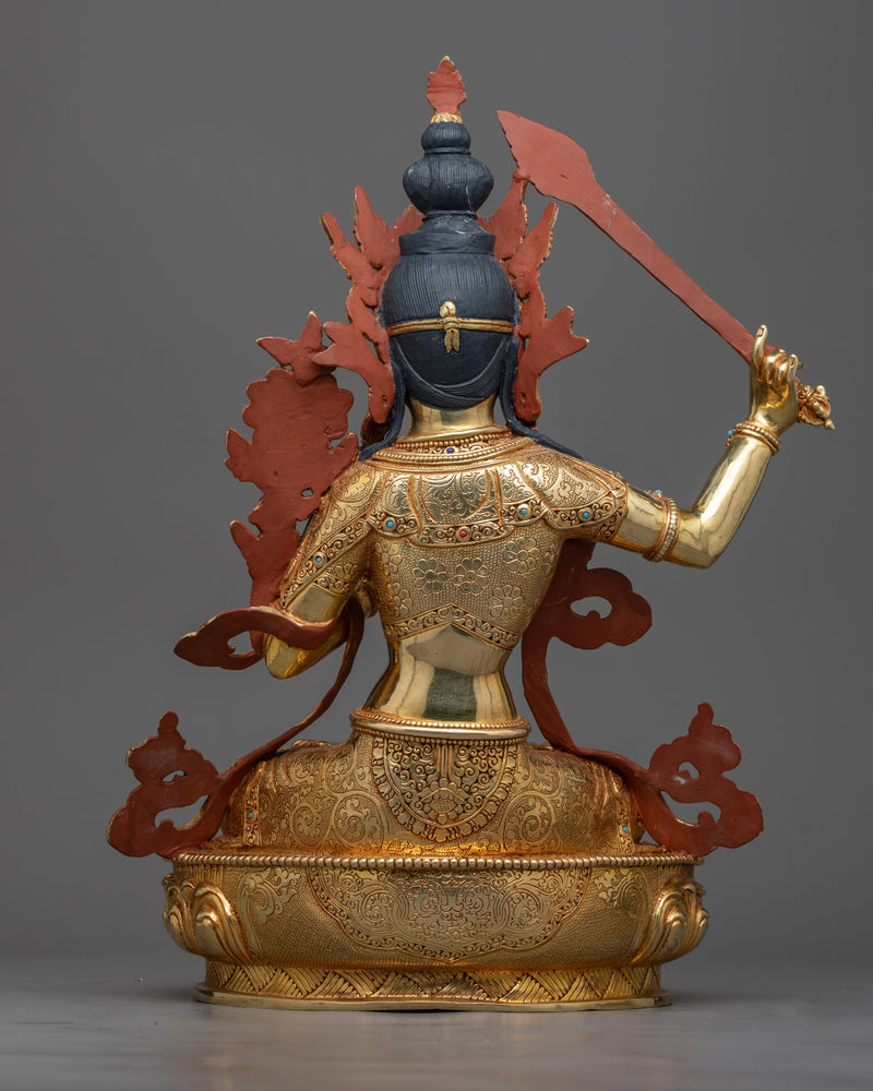 Copper Statue of Manjushri | Wisdom's Flaming Sword