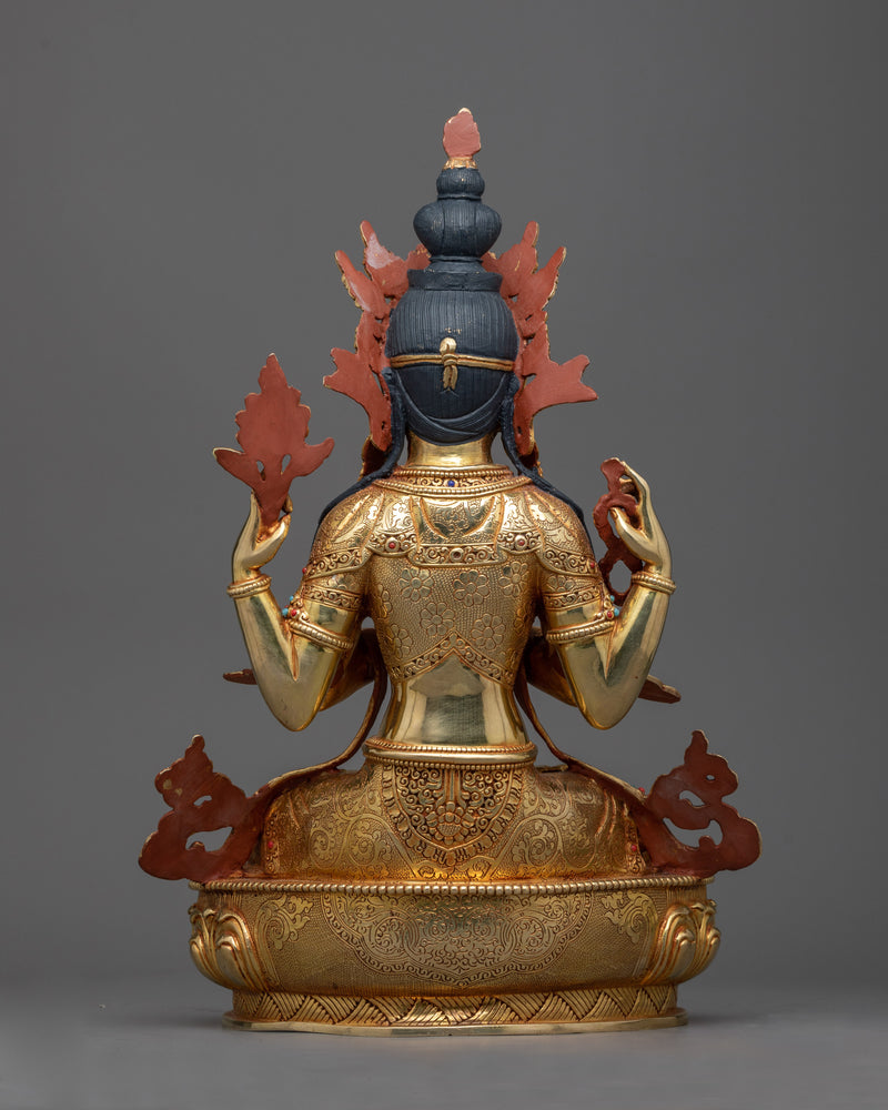 Copper Statue of Chenrezig | Embodiment of Compassion