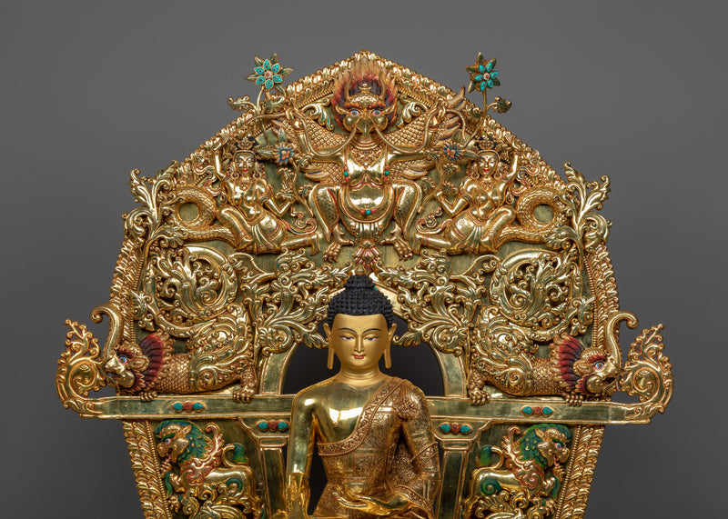 Shakyamuni Buddha Statue on Grand Throne | Magnificent Sculpture of Siddhartha
