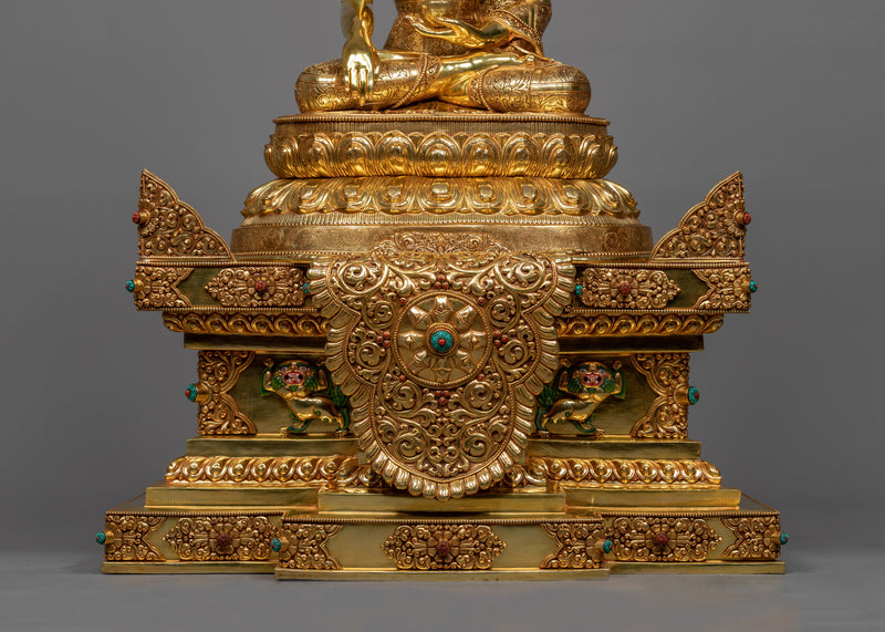 Shakyamuni Buddha Statue on Grand Throne | Magnificent Sculpture of Siddhartha