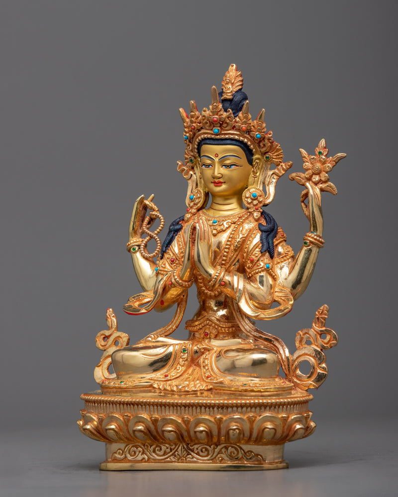 Spiritual 4-Armed Chenrezig Statue | Compassion in Every Direction