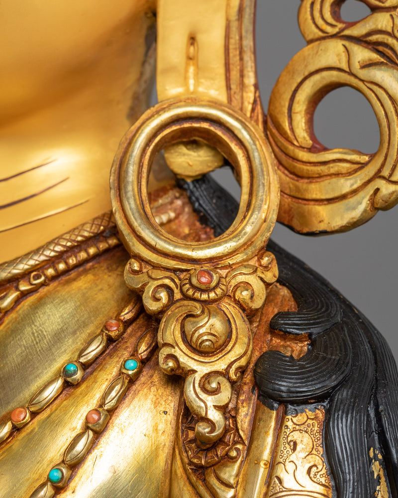 Divine Amitayus Sculpture in 24K Gold | Elixir of Life | Traditional Artcraft