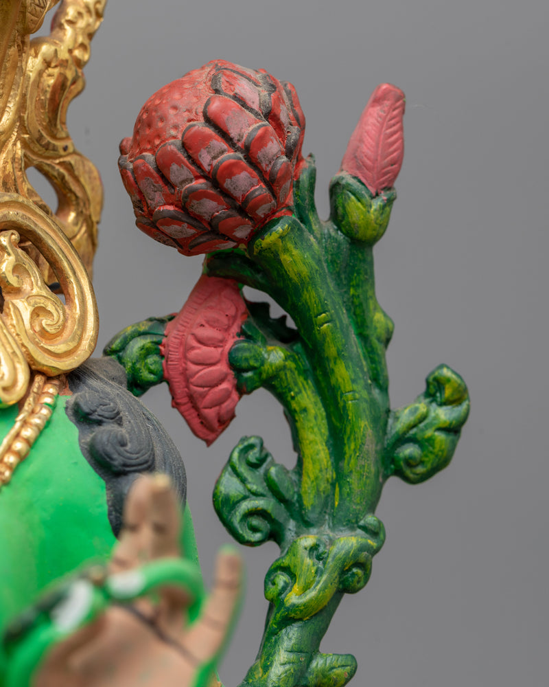 Color-Painted Sculpture of Green Tara | Nepalese Handicrafts