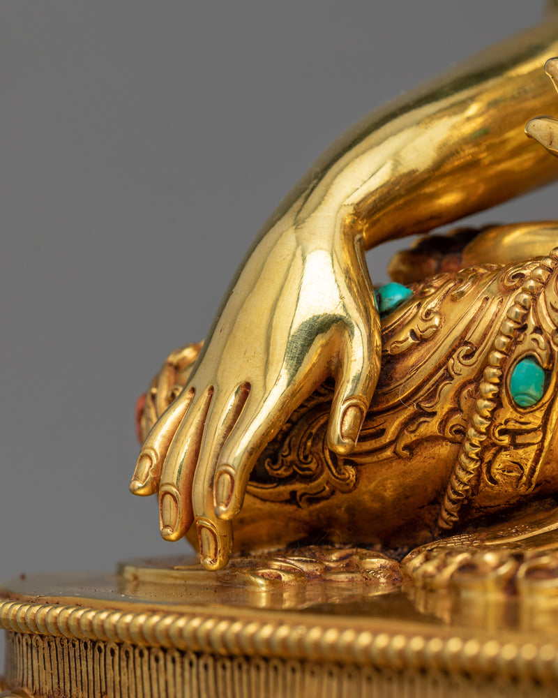 Shakyamuni Buddha with Elongated Ear Sculpture | 3 layers of Gold Gilding