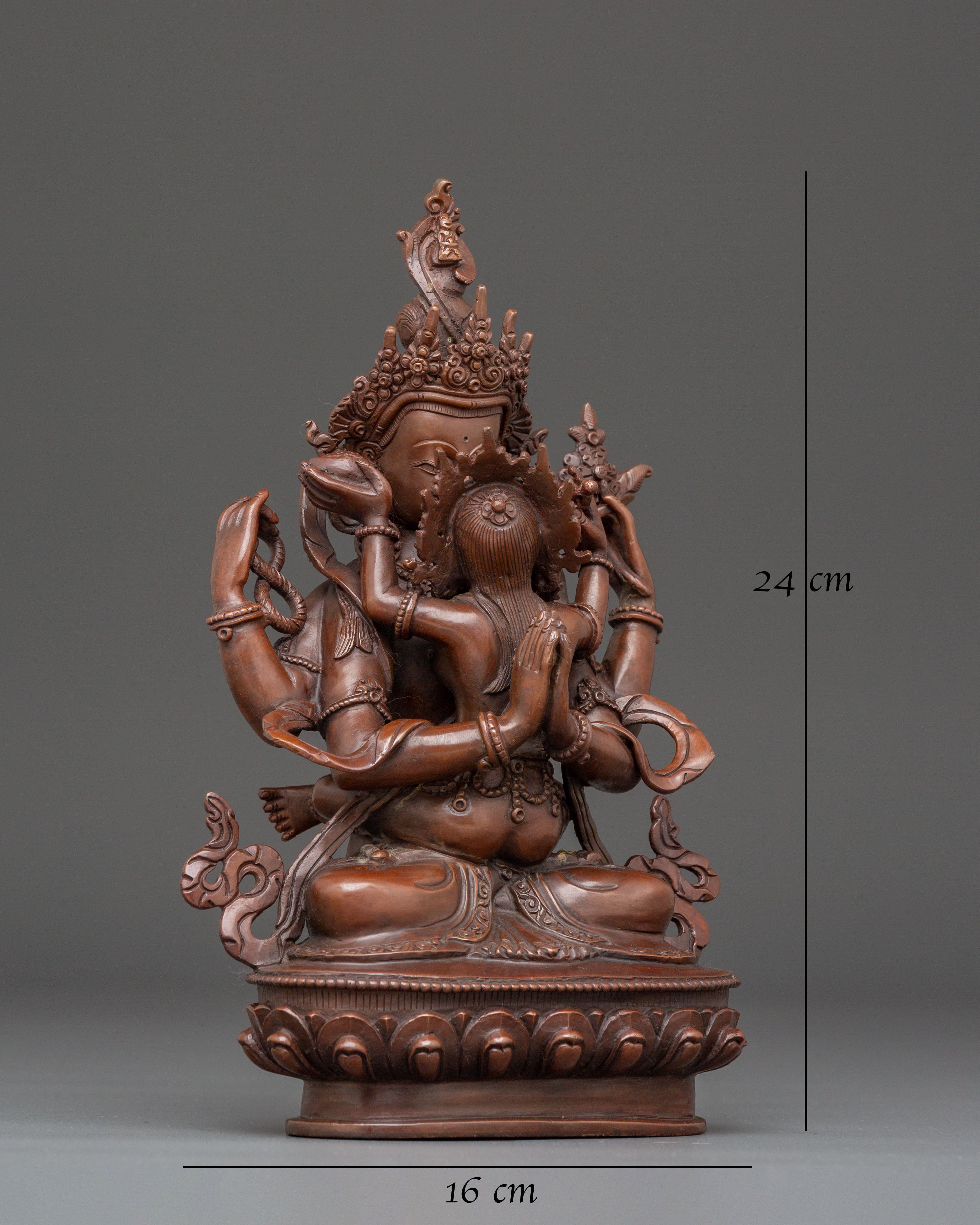 Handmade Oxidized Copper Statue of Bodhisattva Chenrezig
