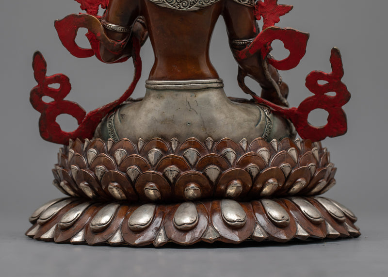 White Tara Spiritual Sculpture with Silver Accents | Beacon of Healing Light
