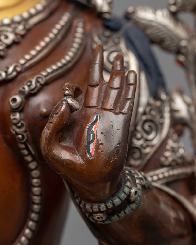 White Tara Spiritual Sculpture with Silver Accents | Beacon of Healing Light