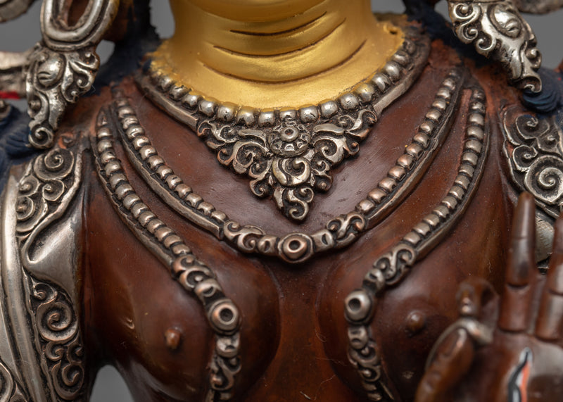 White Tara Spiritual Sculpture with Silver Accents | Beacon of Healing Light